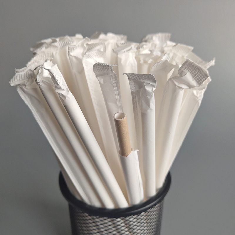 En stock al por mayor 6*170 paja de papel paja de café paja de papel desechable sola bolsa independiente engrosada cuatro capas