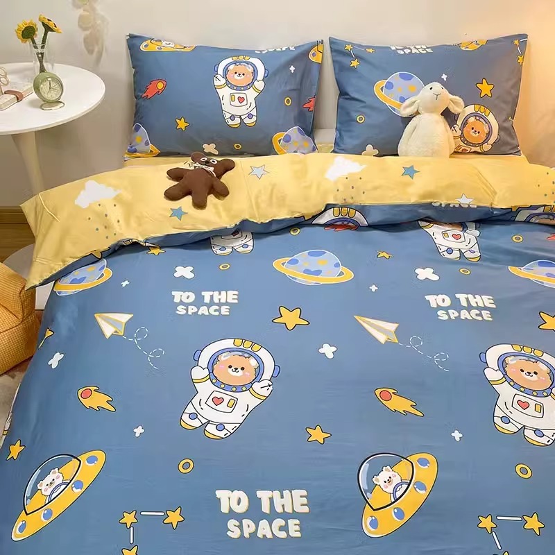 Cubierta de edredón de algodón 100 de una sola pieza de dibujos animados para niños niño de jardín de infantes 120x150x200x230 sábana