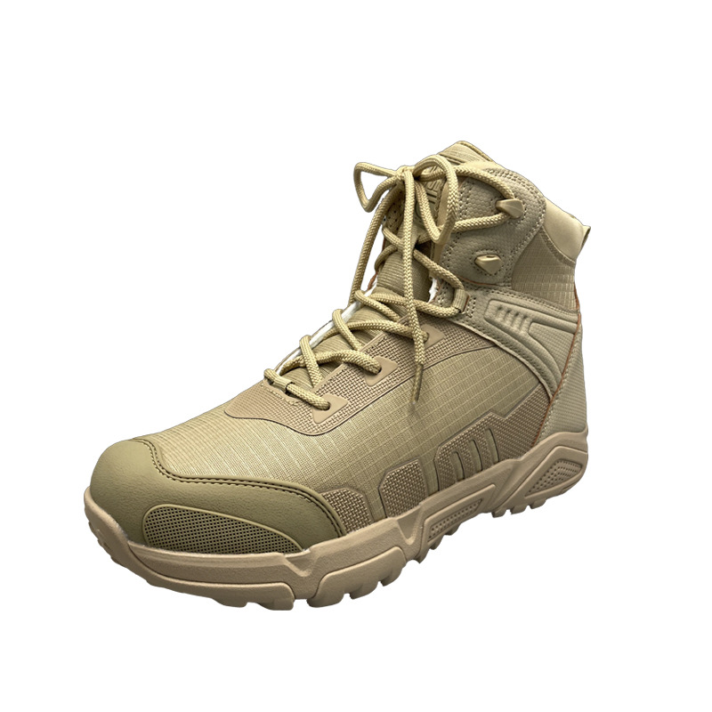 Botas de entrenamiento de combate transfronterizas de nuevo estilo, botas tácticas para hombres, impermeables, altas, resistentes al desgaste, botas de montaña al aire libre, botas de combate marrones ligeras