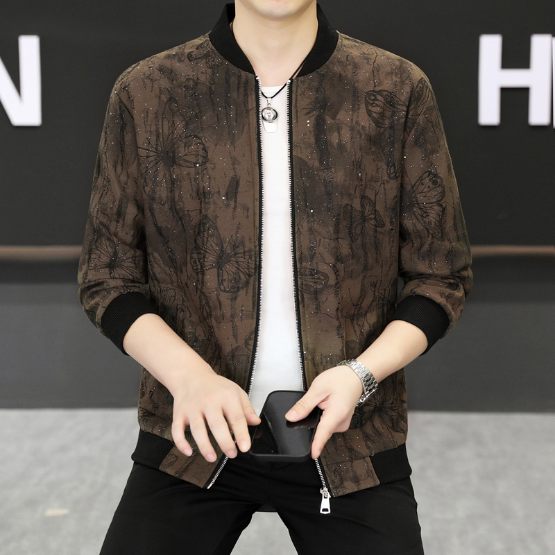 Young Men's Printed Rhinestone-Studded Ripped Jacket Top, 2026 Spring and Autumn New Fashion Versatile Casual Outerwear Young Men's Printed Rhinestone-Studded Ripped Jacket Top, 2026 Spring and Autumn New Fashion Versatile Casual Outerwear