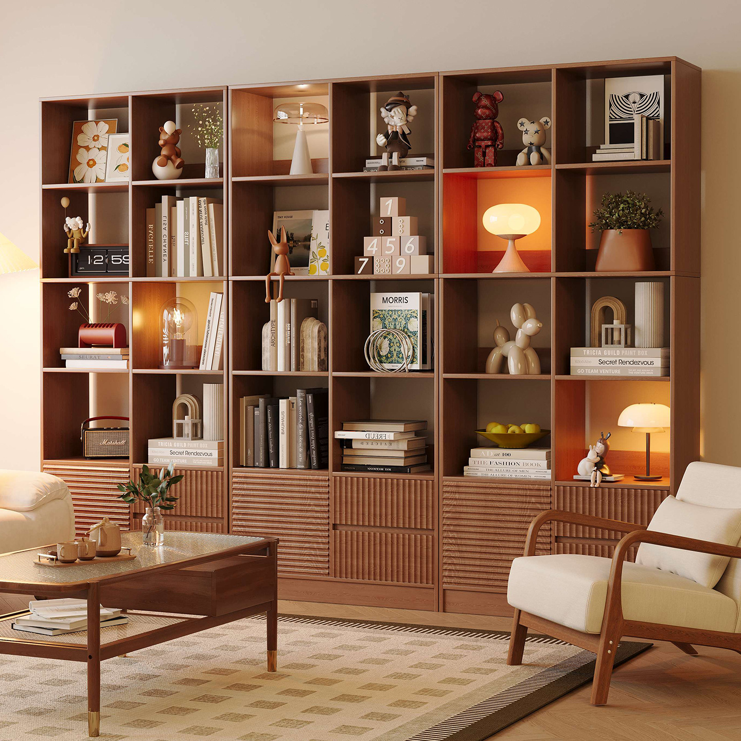 Estante de libros estante de almacenamiento sala de estar una pared completa estante de madera sólida mostrador de exhibición conjunto de armario de almacenamiento de niños