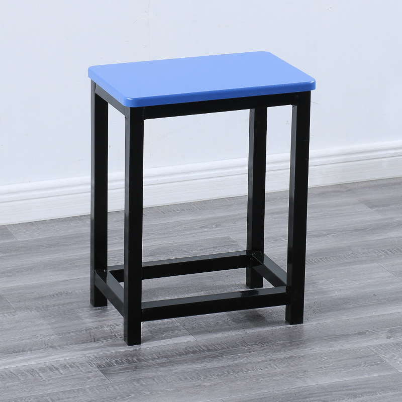 Taburete de taller al por mayor, línea de montaje de fábrica, taburete de trabajo, taburete cuadrado pequeño de acero y madera, taburete de hierro de comida rápida, oro de entrenamiento