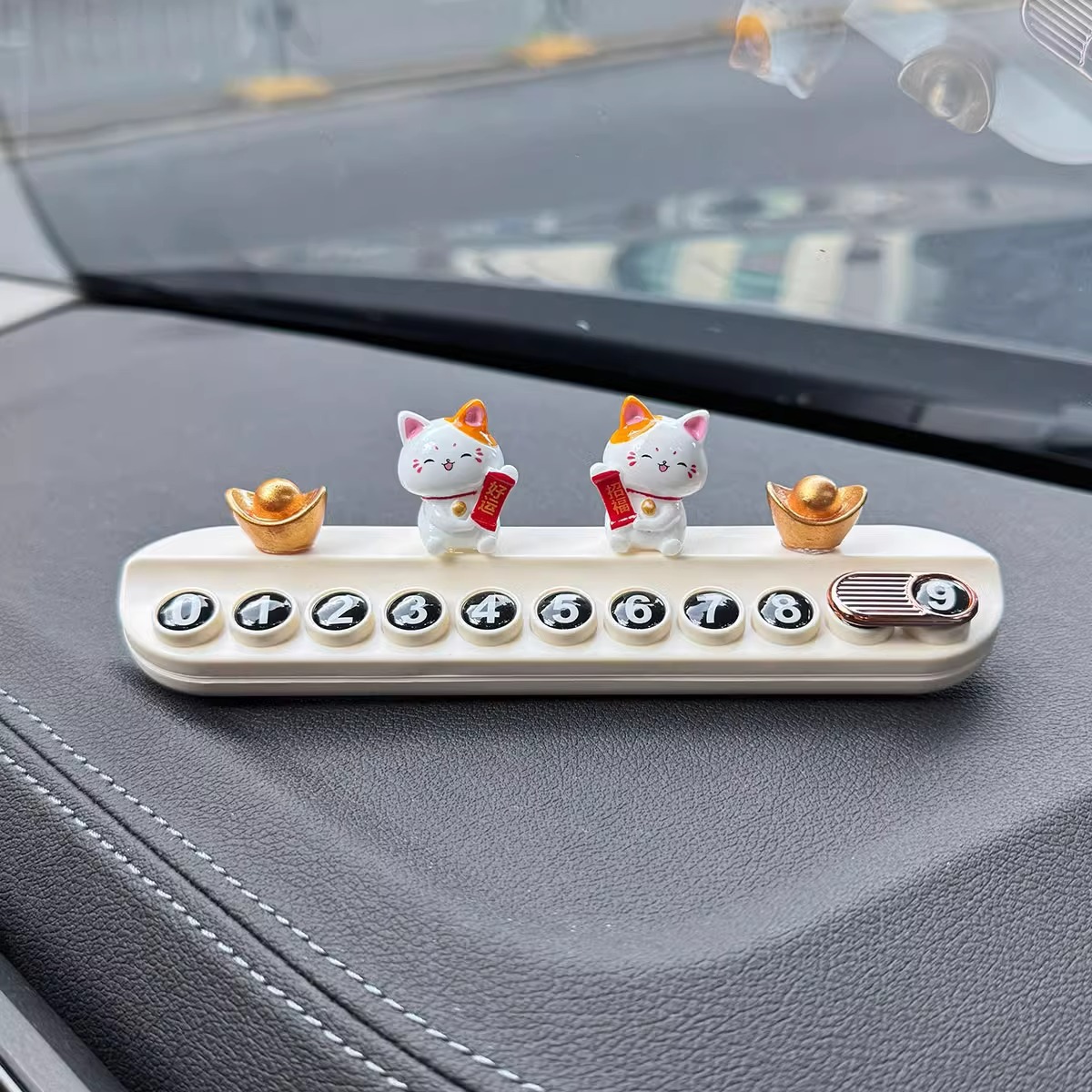 Coche gato placa de estacionamiento temporal placa de teléfono móvil femenina placa de número de teléfono móvil del coche decoración accesorios