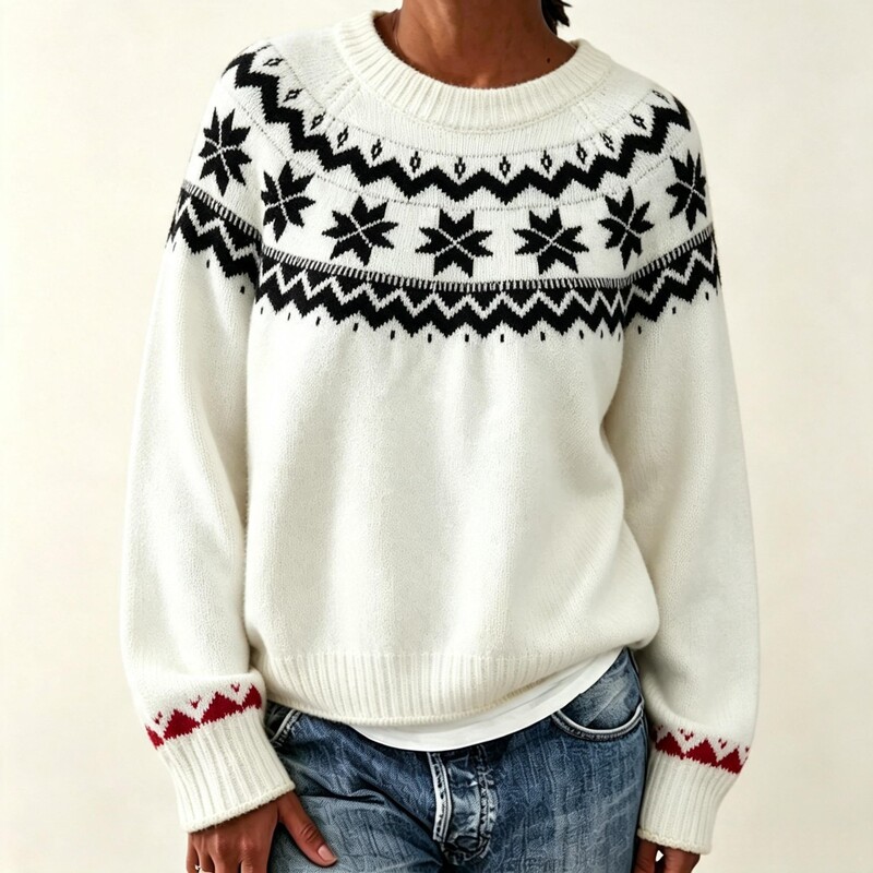 European and American cross-border vintage autumn and winter new pullover round-neck loose-fit color-blocked jacquard sweater, Fair Isle plus-size knitwear European and American cross-border vintage autumn and winter new pullover round-neck loose-fit color-blocked jacquard sweater, Fair Isle plus-size knitwear