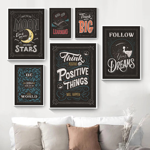 Amazon modern creative English inspirational slogan famous words blackboard living room bedroom poster canvas decorative painting core