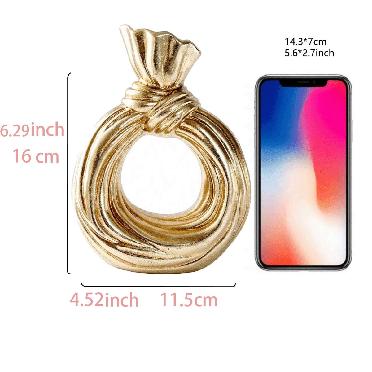 Florero moderno y simple en forma de nudo en forma de círculo, jarrón decorativo de encimera de material de resina disponible en cuatro estaciones