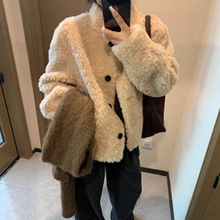 2025冬日小奶糕全羊毛小个子短款韩国皮毛一体羊羔毛外套女皮草保