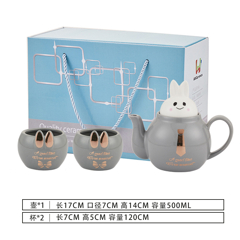 Juego de agua de cerámica de lujo ligero taza de agua doméstica hervidor de agua combinación resistente a altas temperaturas de gran capacidad Taza set FESTIVAL DE medio otoño traje de regalo