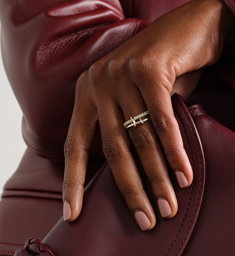 Bague Double Couche En Argent Sterling 925 Avec Diamants Élégante_voghion.com