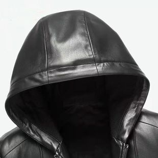Hooded Leather fleece-lined Thickened Men's Cold-proof Warm Jacket Autumn and Winter Fur One Men's Winter Leather Jacket Trendy