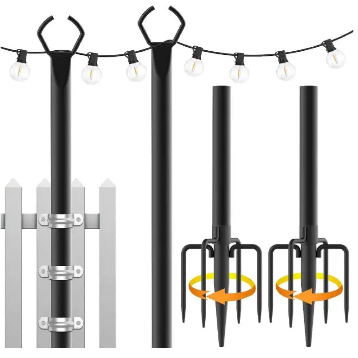 Jardín al aire libre patio jardín césped soporte de cadena de lámpara Amazon gancho de hierro forjado gancho de cadena de lámpara