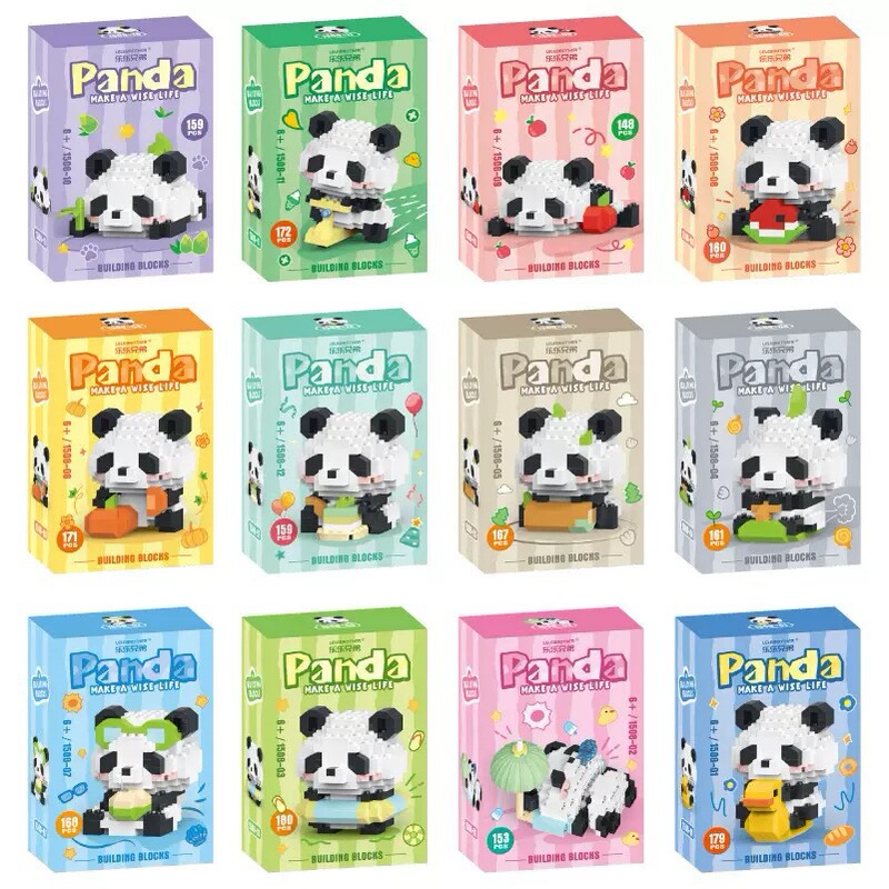 2024 New Building Blocks Panda Series Cute Orchid Flower Microparticle Assembled Toys Children's Birthday Gift