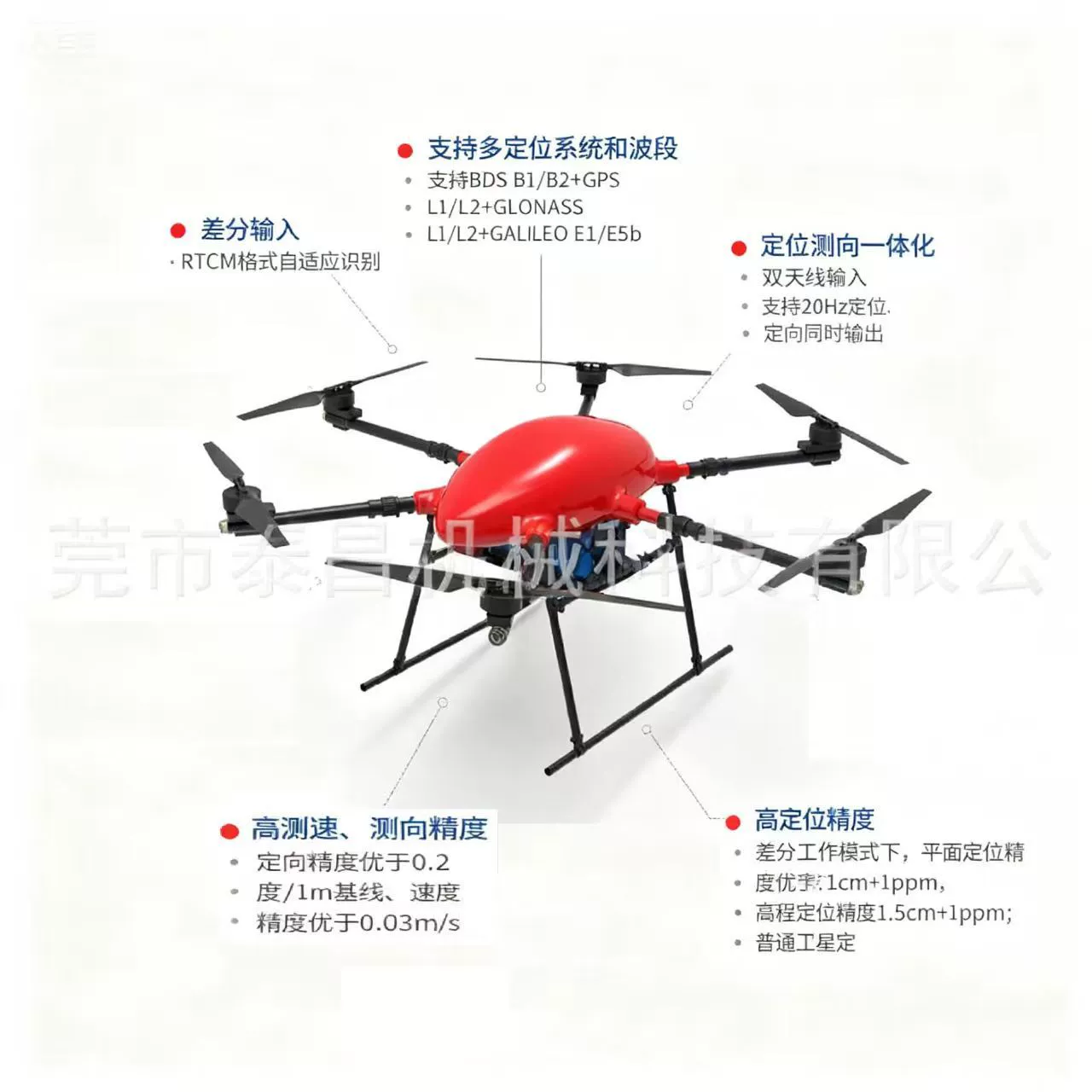 Шестиосевая платформа для БПЛА с большой нагрузкой Логистика защиты растений Пожарно-спасательная платформа БПЛА
