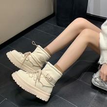 厚底雪地靴女2024新款秋冬加绒加厚东北大棉鞋防水防滑马丁短靴子