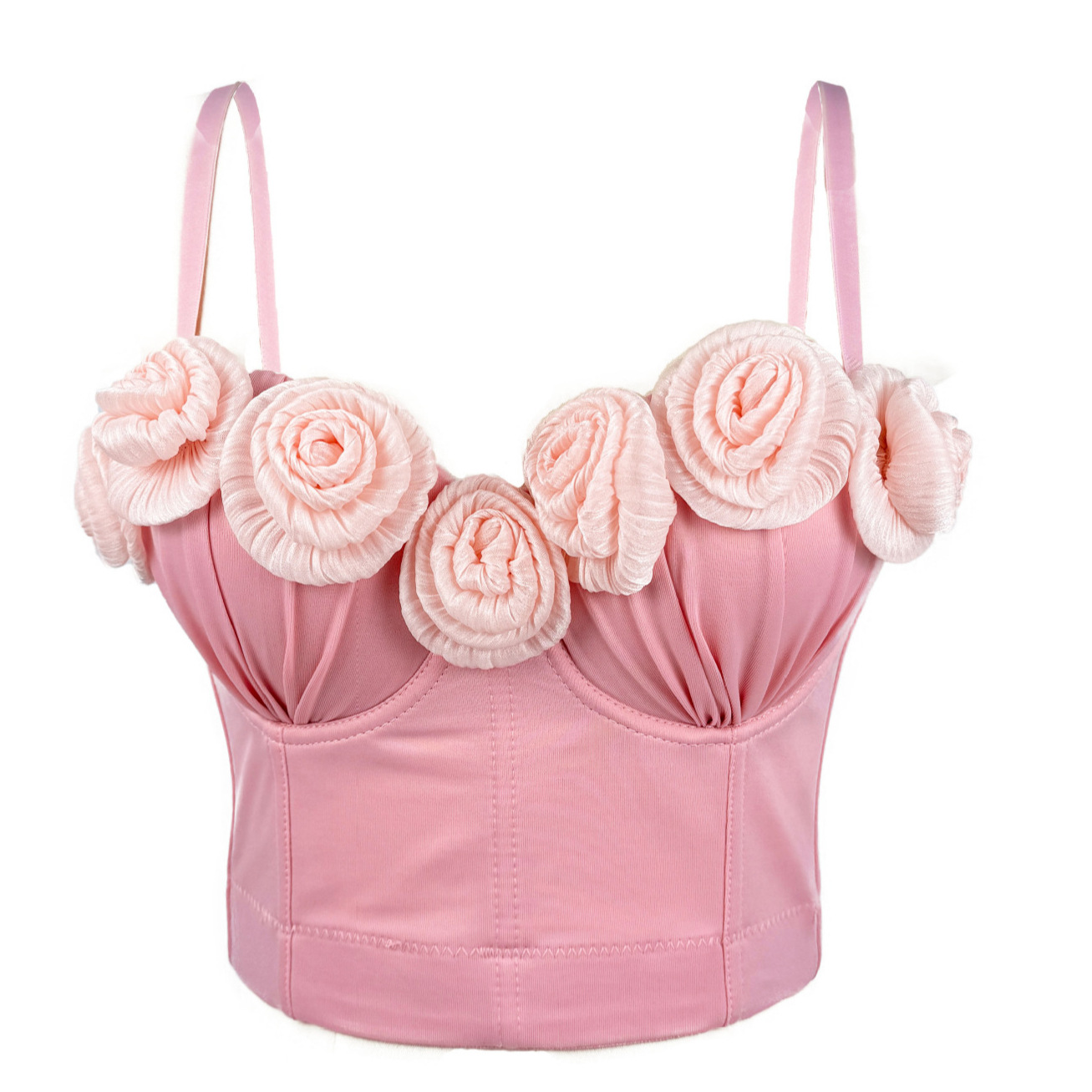 Europe and the United States cross-border new three-dimensional rose flower high-end sense outside wear fishbone bra dress sexy suspenders