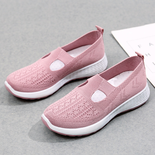 Old Beijing cloth shoes for women, shallow mouth mesh breathable mom shoes, non-slip soft sole slip-on women's shoes, middle-aged and elderly casual shoes