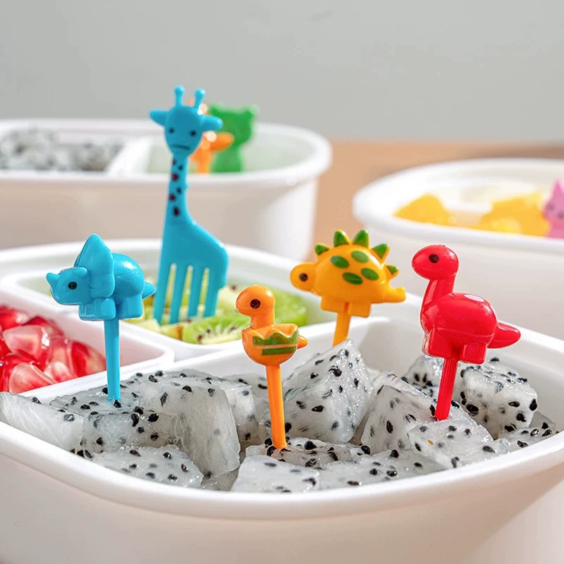 Милая вилка, креативная вилка с изображением животных, мультяшная фруктовая вилка, детская заметка, добавка, вывеска для закусок, декоративная вывеска для бенто
