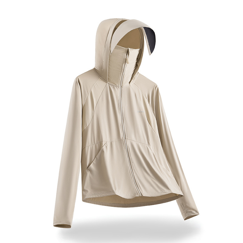 日焼け止め服UPF50紫外線防止皮膚服黒ゴムつばの涼感通気性の薄いコート夏の日焼け止め服の女性|undefined