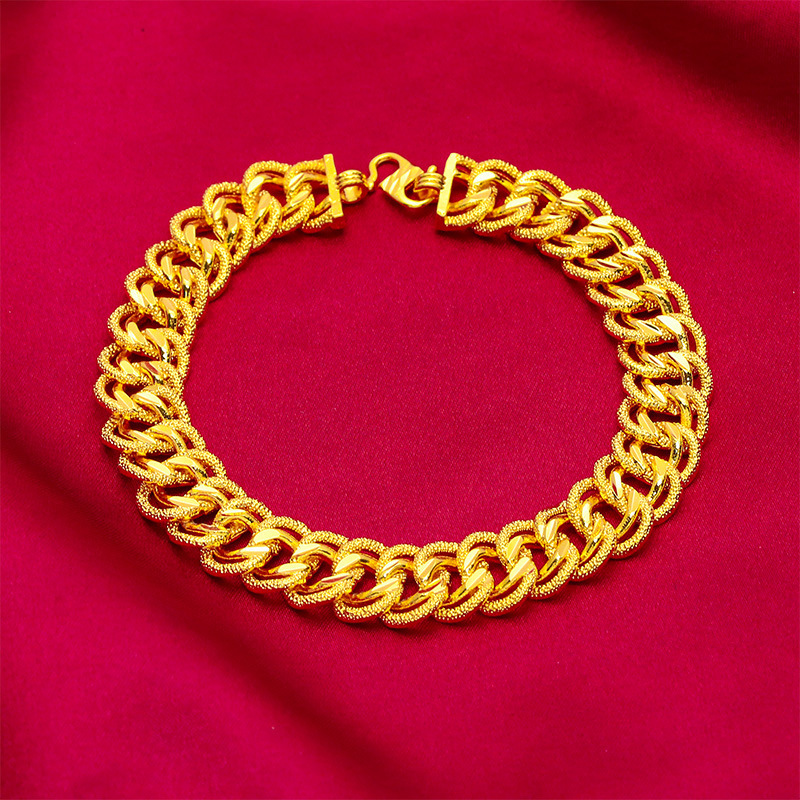 Vietnam sand gold bracelet factory spot wholesale 15mm brass plated 24k gold classic men's bracelet bracelet Vietnam sand gold bracelet factory spot wholesale 15mm brass plated 24k gold classic men's bracelet bracelet