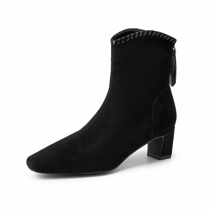 Otoño de 2026 nuevo temperamento botas de talón grueso zapatos de mujer delgados botas de talón alto botas de moda universal