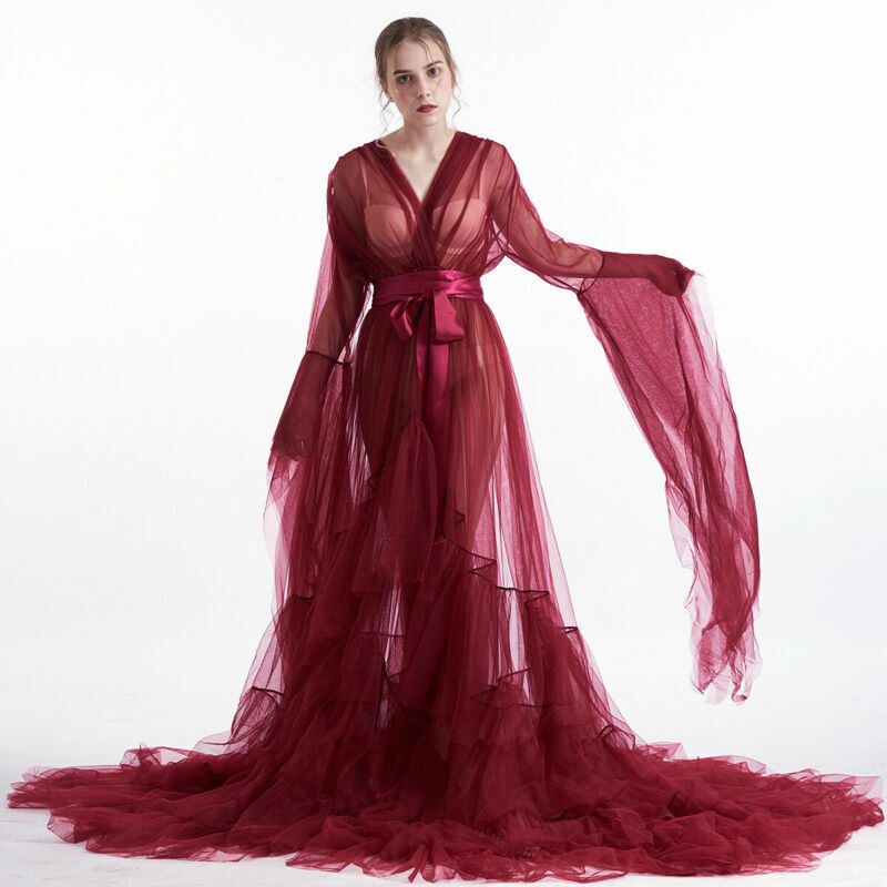 European and American bridal gauze gown wedding gown wedding gown with sleeves large tail ball party dress evening dress