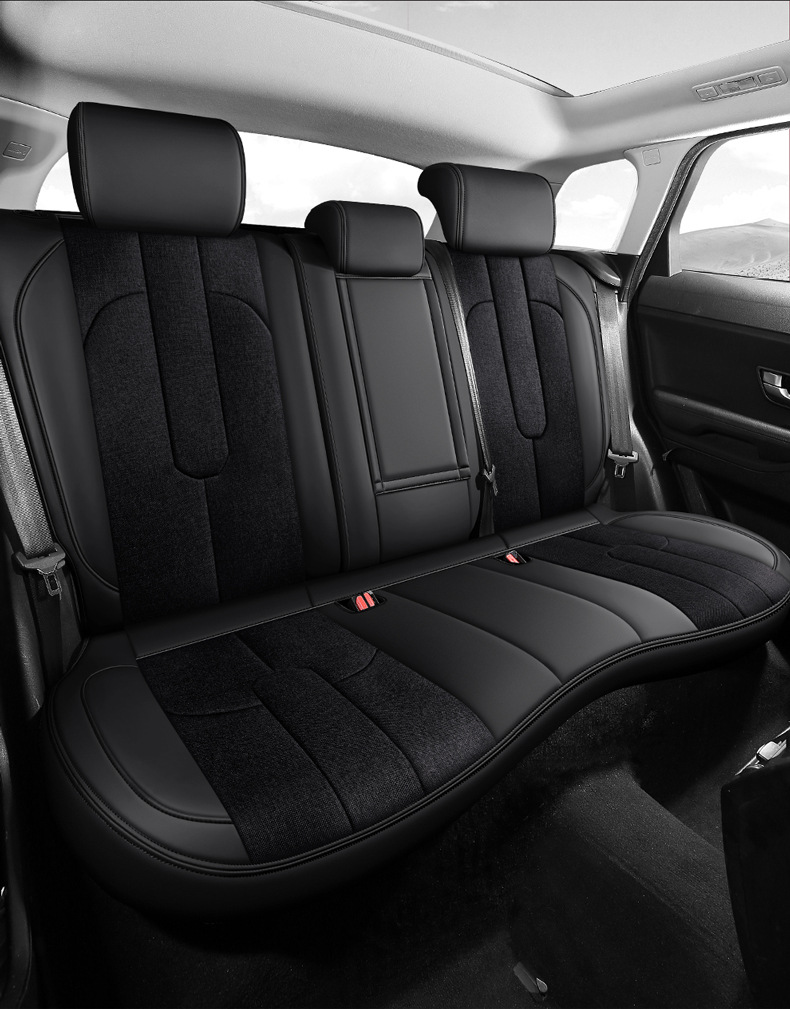 Car Seat Cover for Peugeot 308S 508L 2008 4008 5008, All-Season Leather and Linen Full Surround Seat Cover