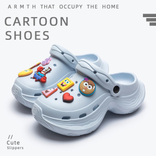 Spongebob Thick-soled Goddess Nightclub High-heeled Hole Shoes Summer Height-raising Baotou Beach Sandals and Slippers Women's Slippers
