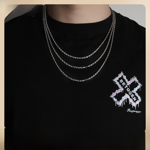 Chain male fashion accessory simple pendant necklace American hip-hop non-fading unisex trendy brand versatile titanium steel men's necklace