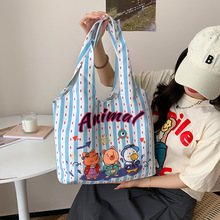 帆布包女大容量单肩包2026秋冬新款绒布包学生通勤百搭背心包批发