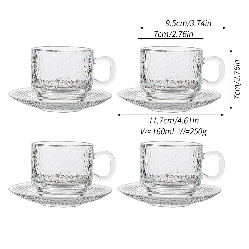 Taza de café americana transfronteriza de alto valor Taza de vidrio Diseño de plato Té de la tarde de sentido avanzado Taza de vidrio con leche condensado