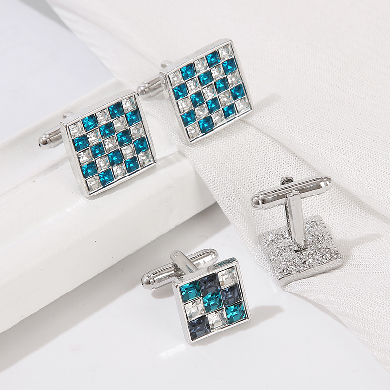 New Square Color Diamond Zircon Cufflinks Fashion Men's Shirt French Cufflinks_voghion.com
