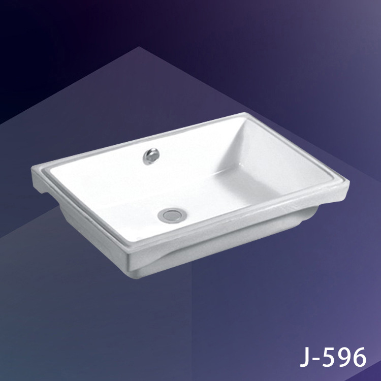 Baja de cerámica cuenca cuadrada incrustada lavabo cerámico lavabo de mano pequeña casa lavabo único lavabo de alta temperatura ingeniería hotelera de lavabo inteligente