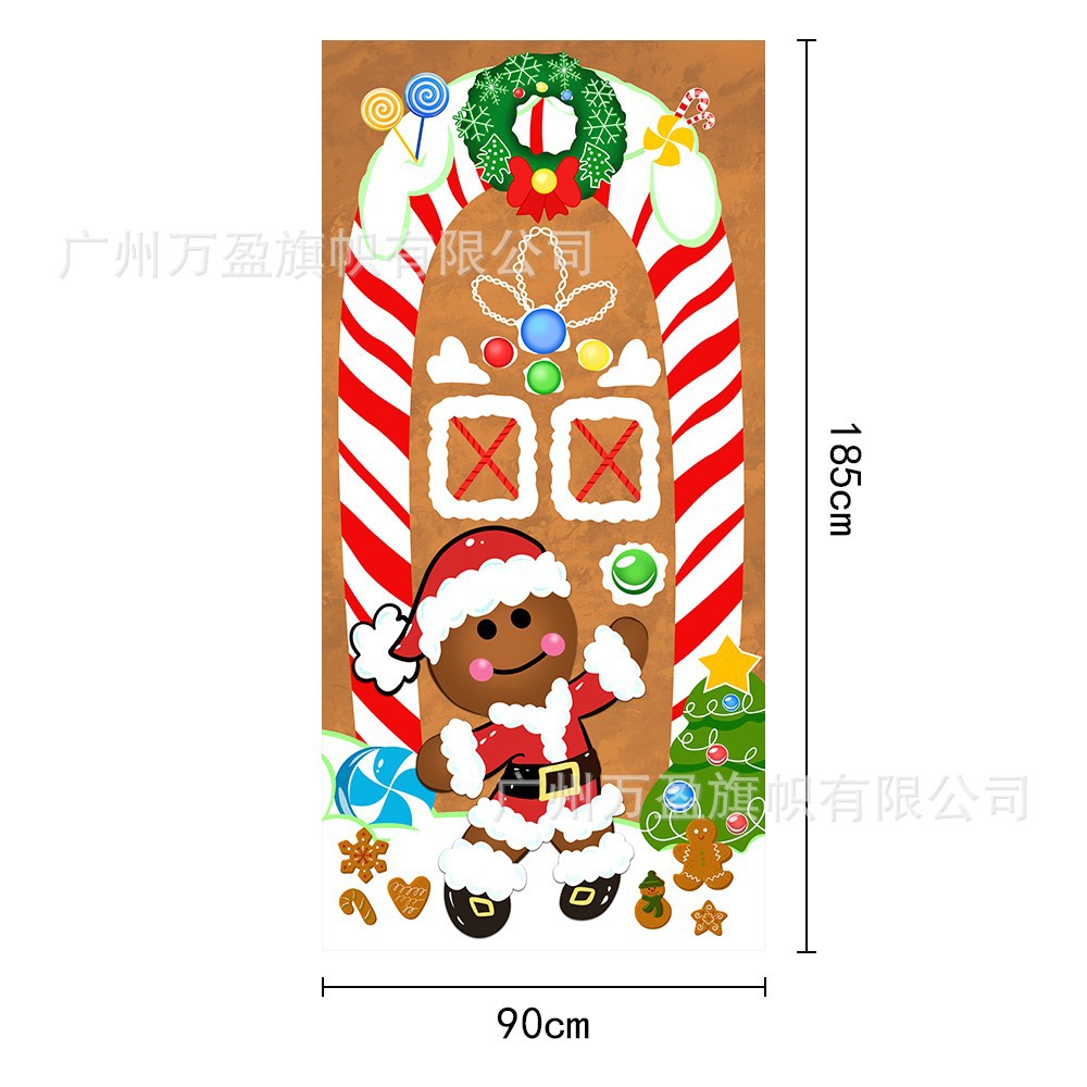 2025 nuevos productos de navidad cortina de bandera Santa Claus para ver la hoja de regalo decoración de tela colgante Bandera de bienvenida de Navidad