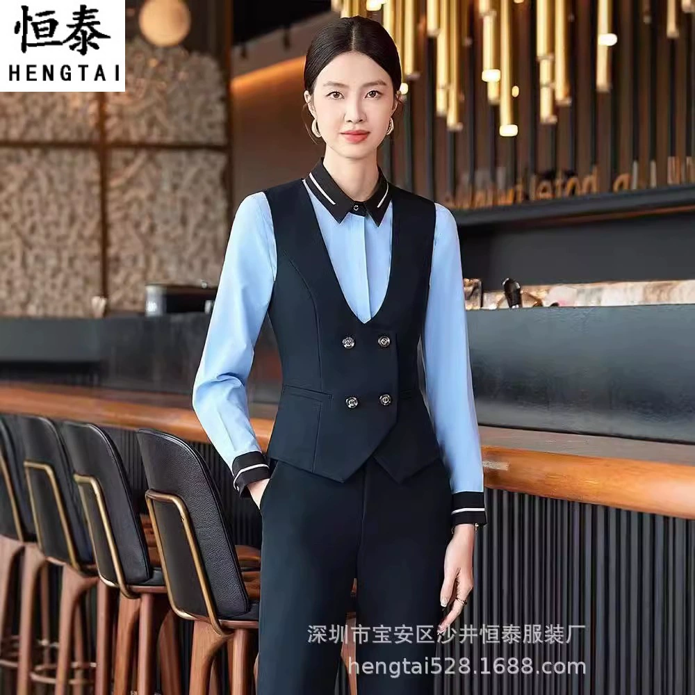 Профессиональный набор жилета женский осенний новый высококлассный ресторан рабочая одежда для официантов на стойке регистрации отеля