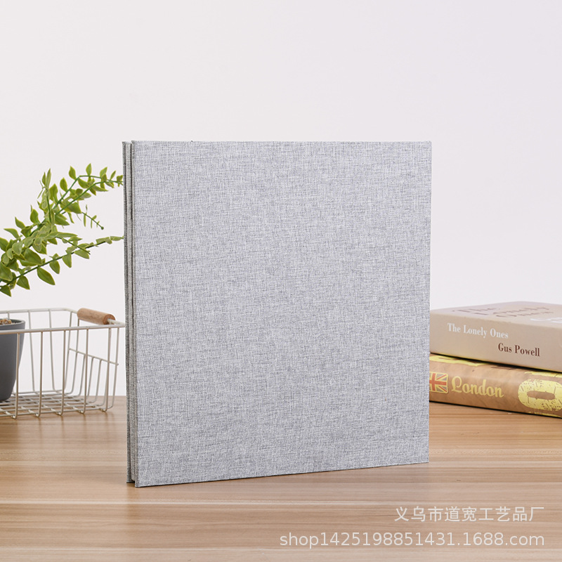 跨境简约麻布自粘式覆膜DIY相册 影集复古家庭大容量手工创意礼品