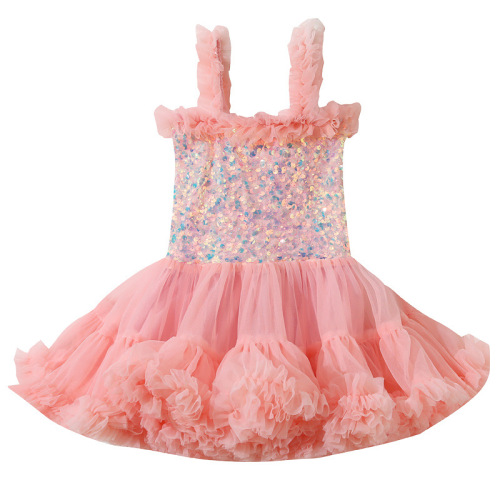Baby Tutu Dress Summer Children's Dress Baby Strappy Puff Dress Flower Girl Princess Dress Little Girl Net Dress