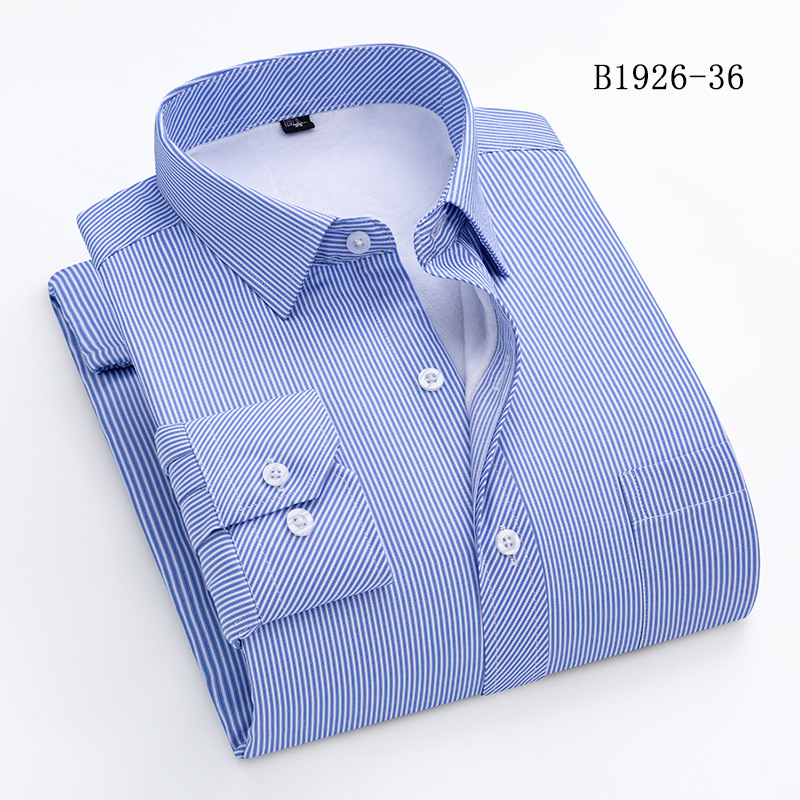 Autumn and Winter New Men's Warm Shirt Men's Middle-aged and Old Dad fleece-lined Thickened Shirt Round Hem Loosen Shirt