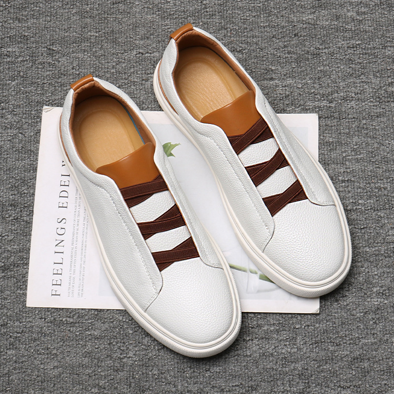 Round head men's board shoes British fashion trend casual sports shoes a slip-on_voghion.com