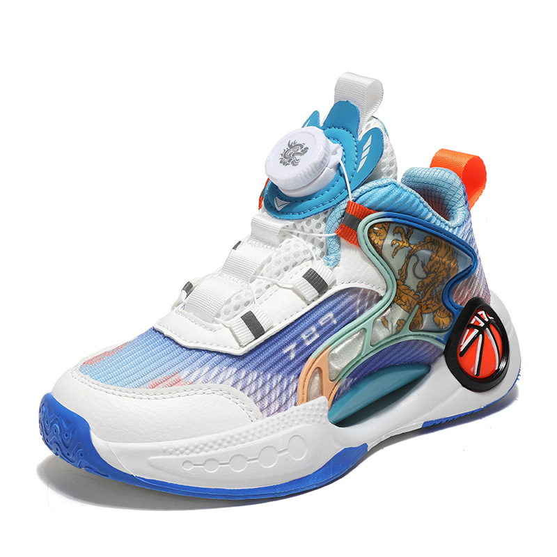 Las zapatillas de baloncesto para niños se frotan con sonido, la malla de primavera es transpirable, los nuevos zapatos deportivos para niños y niñas son resistentes al desgaste y antideslizantes al por mayor
