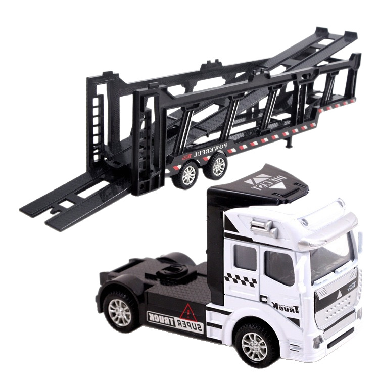 Juguetes infantiles de transporte de aleación de doble capa de carro plano de aleación de retorno remolque modelo de niño grande
