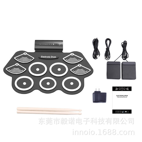 Handheld Electronic Drum Set, Portable Drum Kit with Bluetooth, Ideal for Beginners and Kids to Practice