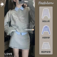 女性の春秋流行の新型の韓国系の年齢を減らすファッション学院のシャツの衛衣の顕の衛衣のスカートの塩系のスーツ