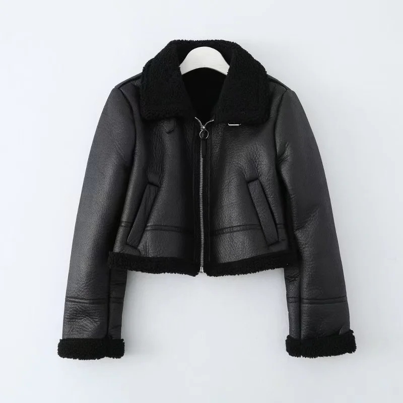 Urban casual, fashionable and simple faux leather jacket, a new winter top for women, a loose and slimming European and American style coat pic 1
