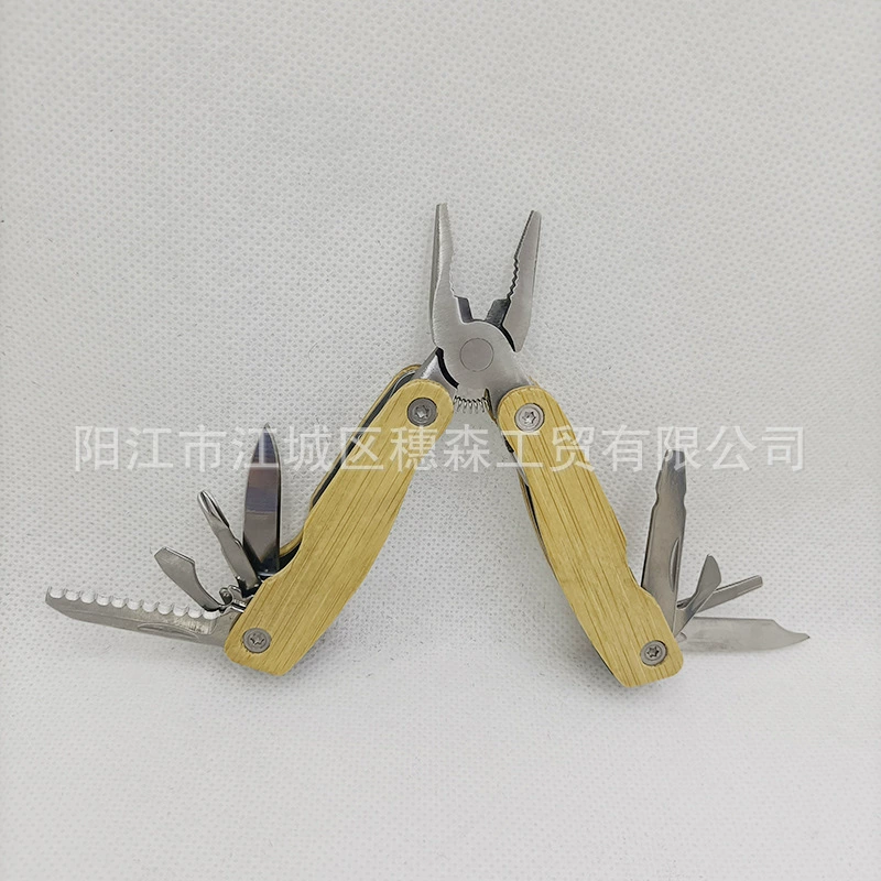 Прямая поставка с фабрики из нержавеющей стали бамбуковая Ручка плоскогубцы небольшого размера многофункциональные складные плоскогубцы открытый портативный аварийный инструмент плоскогубцы бытовые плоскогубцы