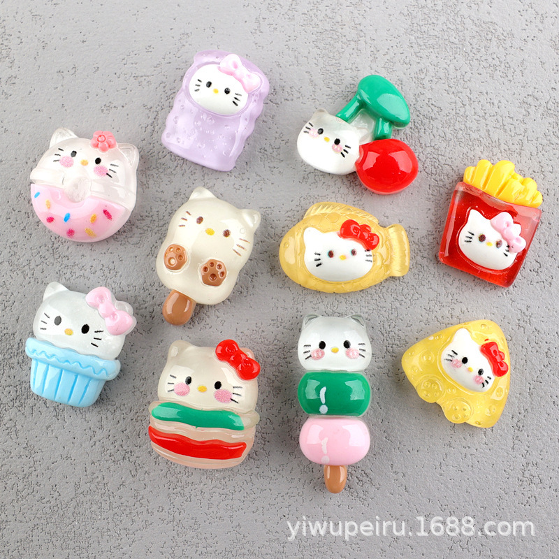 Hamburger Fries Donuts DIY Cream Glue Homemade Mobile Phone Case Refrigerator Magnet Hairpin Jewelry Resin Accessories Wholesale
