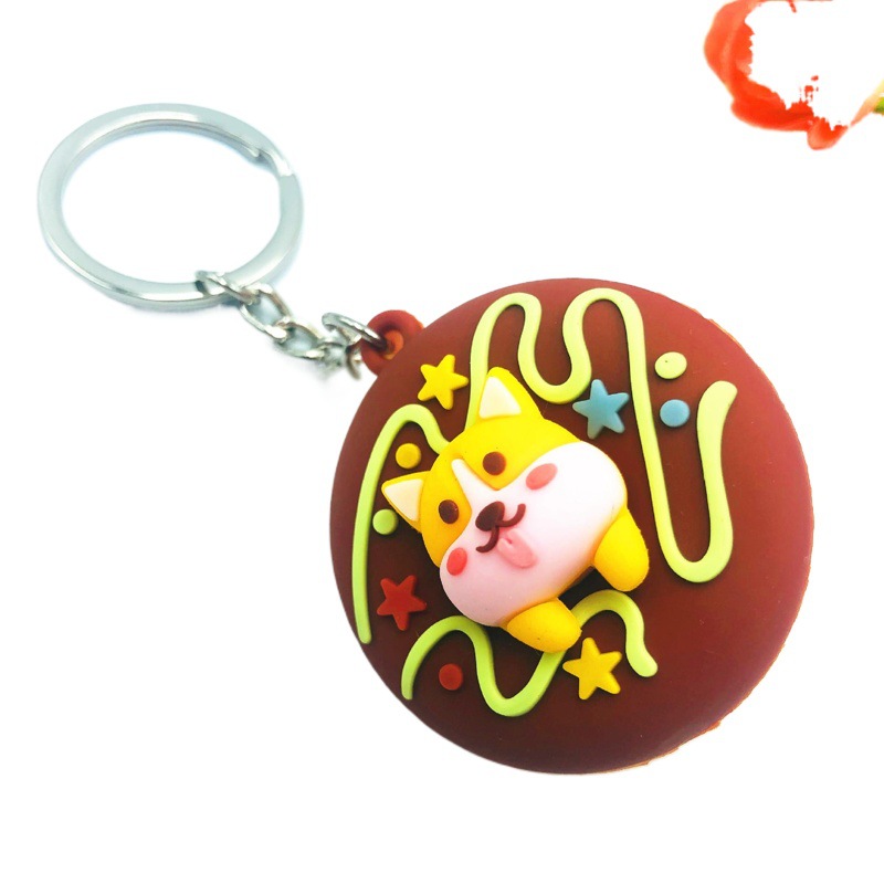PVC suave pegamento creativo animal de dibujos animados muñeca donut llavero colgante bolsa accesorios tienda alimentos pequeño regalo