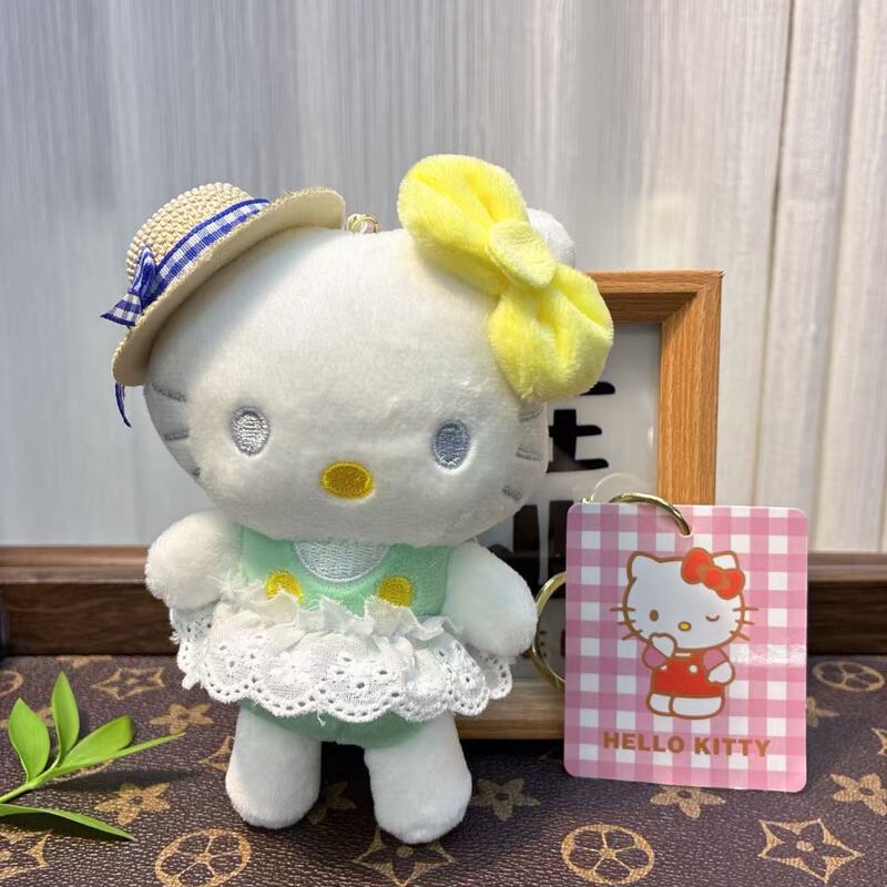 新品马卡龙草帽款猫咪毛绒公仔玩偶书包挂件娃娃钥匙扣挂饰礼品|undefined