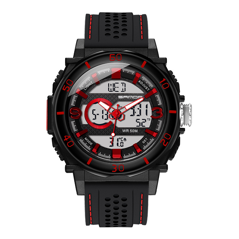 SANDA deportes de moda multifunción reloj electrónico Pantalla de temperatura al aire libre luminoso reloj impermeable de los hombres 760