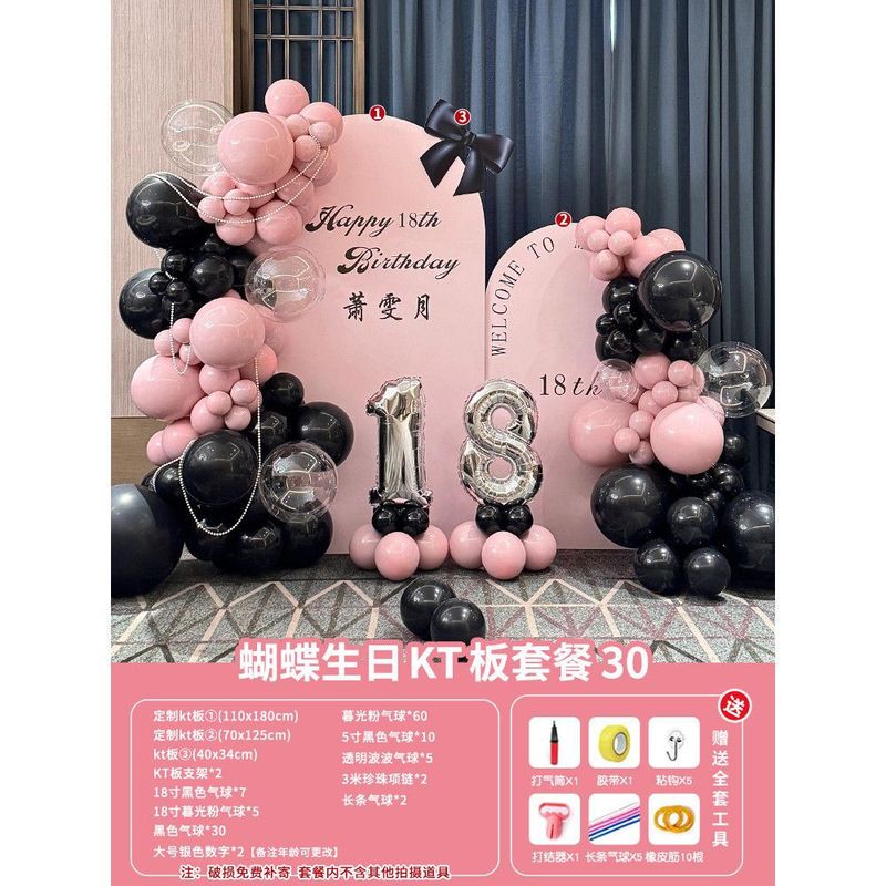 新款成人礼生日场景布置装饰蝴蝶KT板网红拍照打卡氛围18岁背景墙|undefined