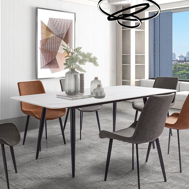 Moderna celebridad de Internet, mesa de comedor y silla de losa de lujo simple y ligera, hogar pequeño apartamento, mesa de arroz rectangular, mesa y silla italiana